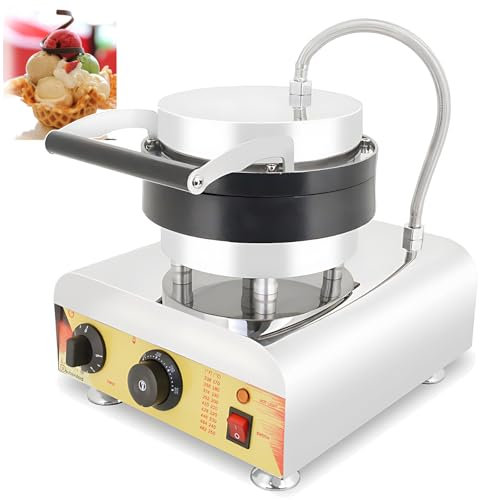 Waffle Bowl Maker, Waffle Cone Bowl Maker, Makes 1-3 4 Bowls, Temperature Control & Time Adjustable, 1600W Bowl Shape Waffle Maker, Easy To Clean, Even Heating, Waffle Bowl Maker for Restaurant