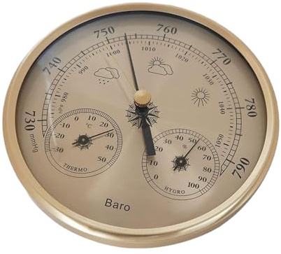 baojielai 130mm Barometers Thermometers Hygrometer Stainless Steel Frame Large Fishing Weather Gauge for Outdoor Enthusiasts
