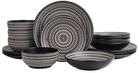 16PC PAD Print Black Dinner Set