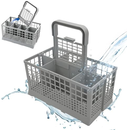 Cestello Porta Posate Lavastoviglie, Ricambio Universale con Manico Rimovibile, Adatto alla Maggior Parte dei Cestelli Inferiori Standard, 24 x 13,9 x 12,4 cm