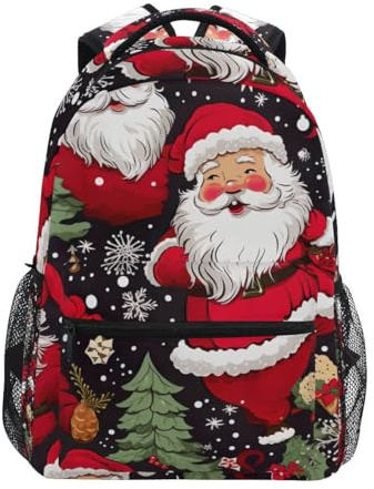 Rucksack für Kinder, leichter Reiserucksack für Jungen und Mädchen, Schulanfang, 15 l, Retro-Weihnachtsmann, Rot
