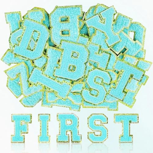 WJUAN 26 Stück Buchstaben Patches, A Bis Z Buchstaben Aufkleber, Blaue, Weiche Textilsticker Selbstklebend, für Mützen, Kleidung, Rucksäcke