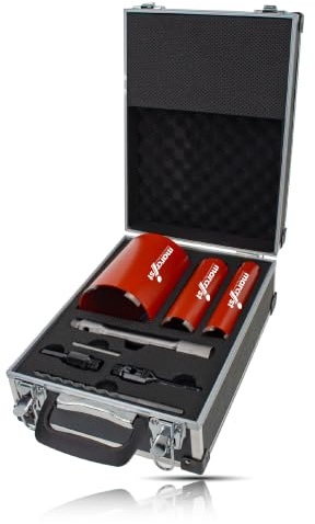 Marcrist Juego de brocas de núcleo de diamante de 38 mm, 52 mm, 117 mm, BSP (F), juego de brocas de núcleo seco para hormigón y ladrillo, brocas giratorias de núcleo de diamante para taladros SDS Plus