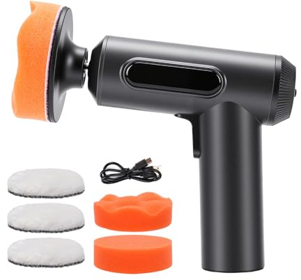 Hancaner Lucidatrice per auto a batteria da 20.000 giri/min con 2 batterie da 2.000 mAh, 3 tamponi e display LED dello stato della batteria, per la lucidatura e la ceratura dell'auto