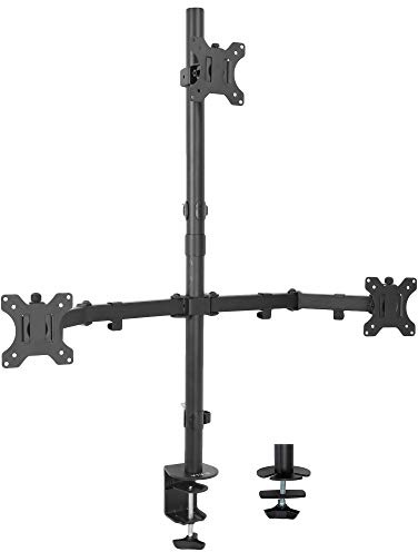 VIVO Triple LCD Monitor Desk Mount Stand Heavy Duty and Fully Adjustable, 3 Screens up to 30 inches STAND-V003T