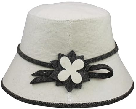 GMMH® Saunahut aus Wollfilz, Saunamütze für Damen, Blumen Muster und Design, Filz Kopfschutz Saunakappe Filzkappe Mütze Filzhut Hut Kappe für Sauna, Banya, Finnische Sauna
