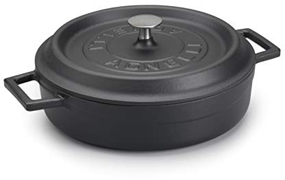 Pentole Agnelli COGHSRP10628M Casseruola Bassa con Maniglie, Ghisa, Nero Opaco, 3.4 L