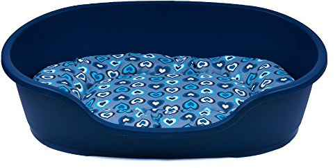 adena Hundekorb 71 x 48 cm blau + Kissen Herzen Mint