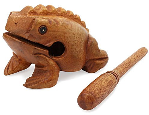 Aussel Guiro Croaking Hölzerner Frosch mit Schlägel, Musikinstrument Sound Block, Fairer Handel Percussion Instrument (8.8CM)