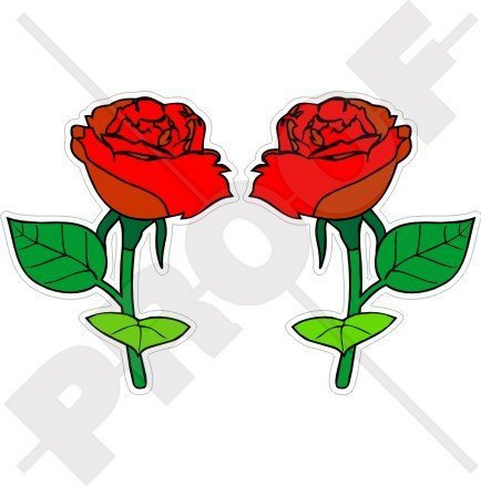 ROTE ROSEN Blumen Englische Rose 75mm Auto & Motorrad Aufkleber, x2 Vinyl Stickers