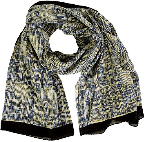GURU SHOP lätt pareo, sarong, handtryckt bomullstyg, män/kvinnor, bomull, Blå kombination 12, one size
