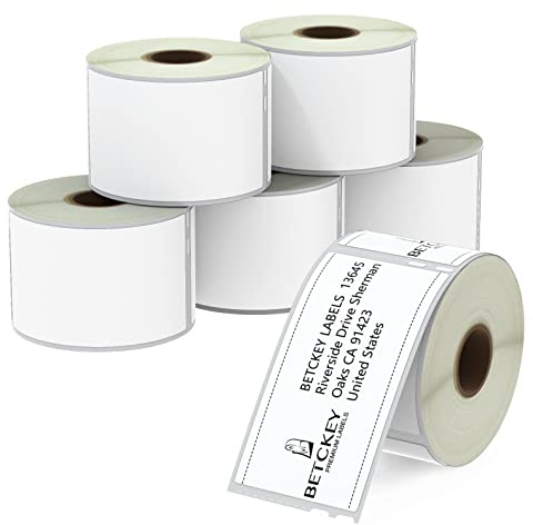 BETCKEY - 6 Grandi Rotoli 99014 Etichette Compatibile con DYMO S0722430, 54mm x 101mm, 1440 Etichette per Spedizioni Grandi Utilizzo per LabelWriter 450 4XL NON per 550 o 5XL
