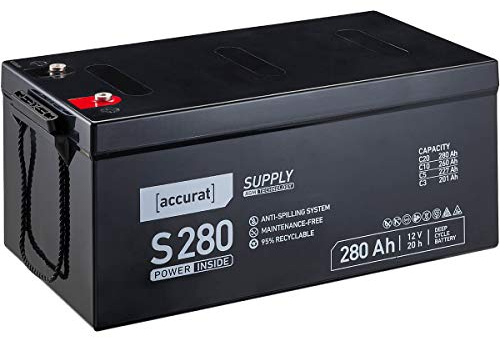 Accurat AGM Batterie S280-12V, 280Ah, zyklenfest, wartungsfrei, Blei Akku