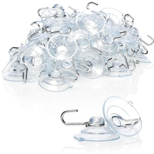 com-four® 80x Ventose, Portaventosa Universale con Ganci in Metallo | Ventose per Appendere lucine - Asciugamani - Decorazioni
