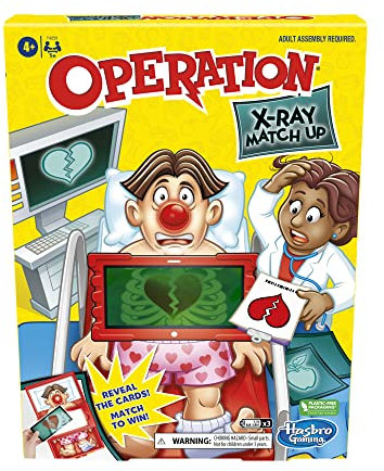 Hasbro Gaming Operation X-Ray Match Up Board Game for 2 or More Players, Matching Game for Kids Ages 4 and Up, with Lights and Sounds,Red