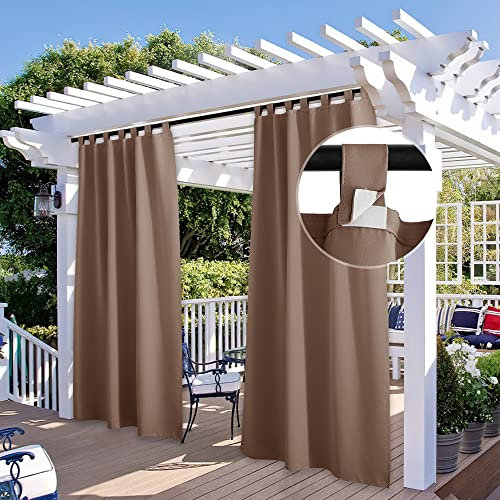 StangH Outdoor-Vorhänge, winddicht, verdunkelnd, wasserdichte Vorhänge für Terrassentür, mit Schlaufen, einfache Installation, Privatsphäre, energiesparende Vorhänge für draußen, B 52xL 96, 2 Paneele