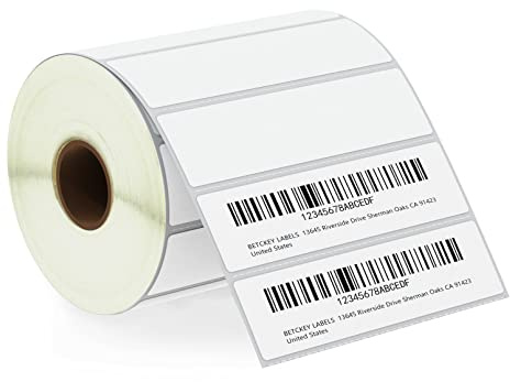 BETCKEY - 102mm x 25mm(4 in x 1 in) Perforées Étiquettes Thermiques Polyvalentes Compatible avec les imprimantes Zebra et autres [1 Rouleau/1375 Étiquettes]