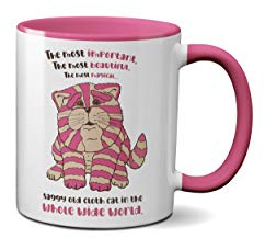 Willow Gifts - Pink Kitten Mug - Novelty World Book Day Costume Nostalgic Cat Kitten Ceramic Handle Dishwasher and Microwave Safe