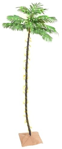 vidaXL Künstliche Palme mit 192 LEDs Beleuchtet Weihnachtsbaum Kunstpflanze Dekobaum Kunstbaum LED Baum Party Dekoration Außen Innen Warmweiß 300cm