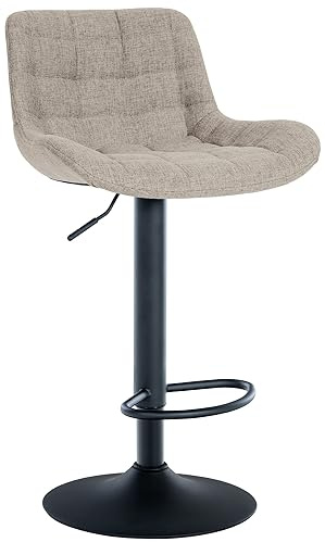 CLP Barhocker Tover I Höhenverstellbarer Tresenhocker I 360° Drehstuhl Mit Rückenlehne Für Tresen Und Theke | Farbe Taupe Material Stoff