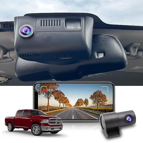 Fitcamx Dashcam Auto Vorne Hinten 2160+1080P Kompatibel mit 2013-2018 RAM 4500 3500 2500 1500 4th Gen (HD2-6091), OEM Dashcam 4K UHD Video WiFi, Loop-Aufnahm, G-Sensor, WDR, Plug & Play, 128GB-Karte