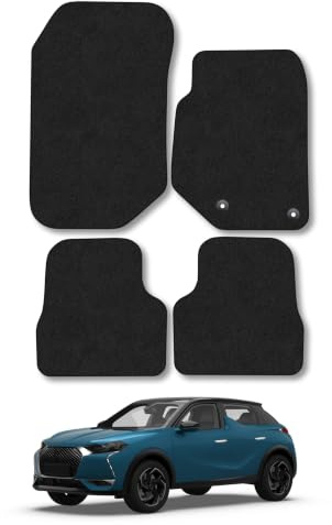 DS 3 Crossback (2019+) Carpet Car Mats | Black Edge Trim Tailored Fit Floor Mats Full Coverage Protection Accessories Easy Clean Anti Slip Made in the UK