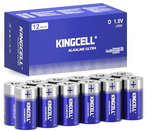KINGCELL Batterien D 12 Stück – Typ LR20 1.5V HochleistungsBatterien für Haushalt & Elektronik | langlebig, auslaufsicher & 10 Jahre Haltbarkeit
