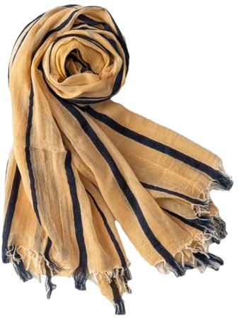 REHJJDFD Bufandas de lino y algodón para hombre, bufanda a rayas, chal largo unisex, amarillo, Talla única