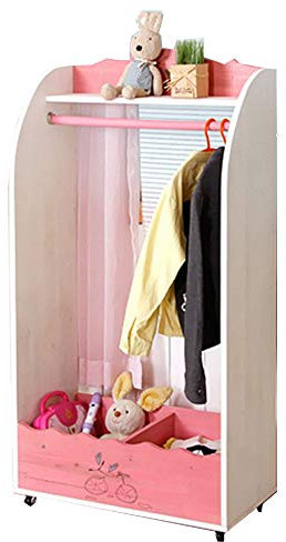 Garderobenständer, Kleiderständer, Kleiderständer, mobiler Kleiderbügelständer aus Holz für Kinder, mit Riemenscheibe für Geschenk, Kinderzimmer, Arbeitszimmer/Blau/40 x 30 x 120 cm (Pink 40 x 3