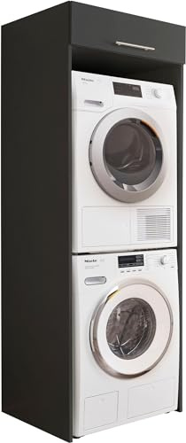 möbelando Waschmaschinenumbauschrank >LAUNDREEZY< in anthrazit - 67,5x200x67,5 (BxHxT)