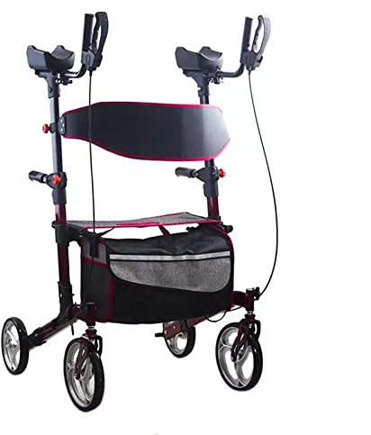 Klappbarer Rollator, Rollator-Gehhilfen, aufrechter Senioren-Gehhilfe, hochrollbarer Gehwagen mit Korb, faltbarer Gehwagen, leichter mobiler Gehwagen für Senioren, zusammenklappbarer Scooter zum