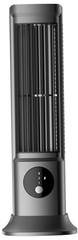 Tower fan 3 Speeds 10.6 Bladeless Portable Low-Noise, Wide-Angle Oscillating USB Rechargeable Desk Standing Table Floor Fan for Bedroom Living Room Office Outdoor