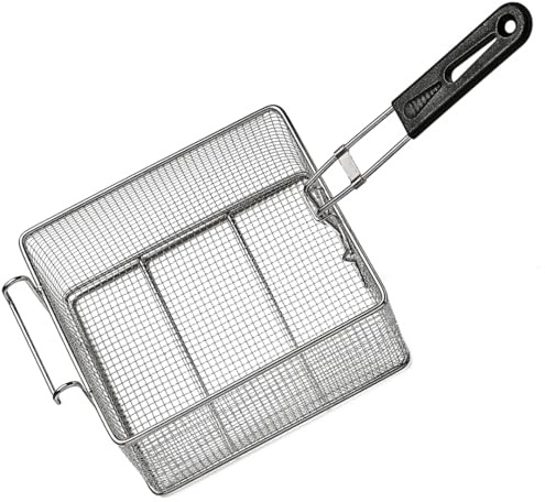 iBest UK Stainless Steel Deep Fat Fryer Basket with Plastic Handle, Food Strainer Wire
