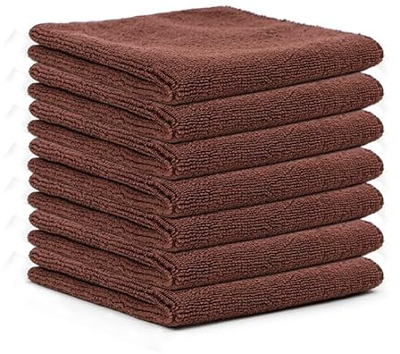 Namzi Mikrofiber rengöringsduk, 12-pack 30 cm x 30 cm diskhandduk, för alla ändamål, starkt absorberande vatten och ta bort olje- och dammkökshanddukar (brun)