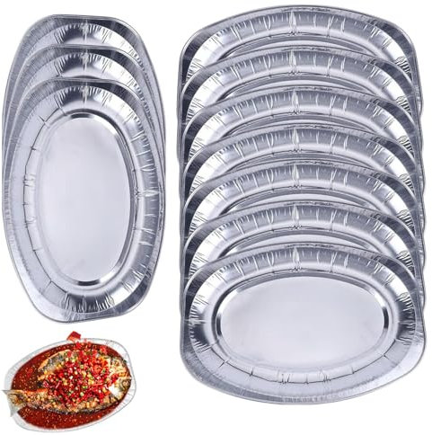 PanAcratis 10 Pcs 35.2cm x 24.7cm x 1cm Aluminium Solid Rectangular Serving Trays for Parties, Oven & Freezer Safe, Dishwasher Not Safe, Ideal for Food Serving, Buffet, Arts & Crafts