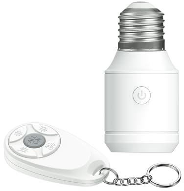 Thinkbee Funkschalter 230 V für E26/E27-Lampenfassung mit Fernbedienung | 1 Lampe ohne Kabelverlegung per Funk schalten, E26/E27-Adapter einschrauben, IP66-Handsender mit CR2032, ohne WLAN/App/Alexa