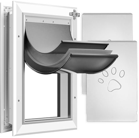 [Petoasis] 3-Flaps Heavy-Duty Dog Door, Rust Proof Aluminum Alloy Frame