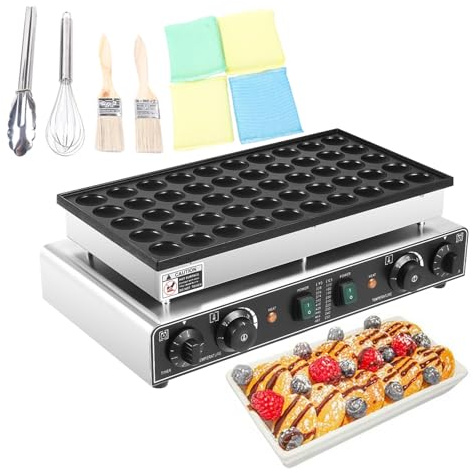 Charocean Mini Pancake Maker Machine 50 Holes Mini Dutch Pancake Maker Machine 1700w Pancake Pan 1.77inch Electric Pancake Machine for Commercial or Home Use