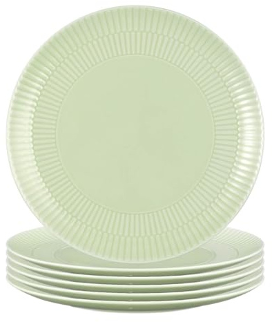 Seltmann Weiden Amina Seladon Frühstücksteller 6er Set, 23 cm, Runde Kuchenteller mit dezentem Relief-Muster, Spülmaschinen- und Mikrowellenfest, Porzellan, Grün