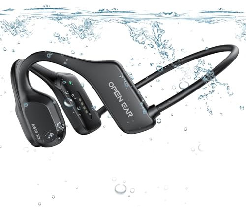 QYGCKJ Cuffie Conduzione Ossea, Auricolari Conduzione Ossea Wireless Bluetooth 5.3, Auricolari Sportive Bluetooth Impermeabili IPX8,Open-ear Cuffie per Corsa Ciclismo Guida Fitness Nuoto