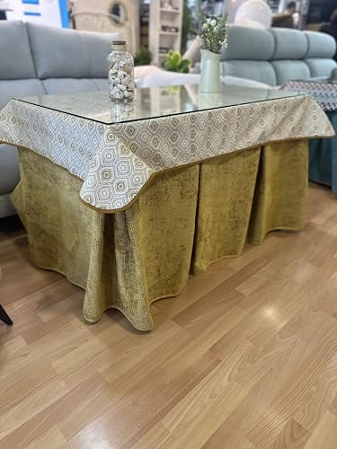 Genérico Ropa de Mesa Camilla Tejido Rústico Terciopelo Elegante Extragrueso - Color Mostaza - Varias Medidas - Falda Mesa Camilla, Enaguillas, Enaguas, Ropa Chenilla (120 x 70 cm)