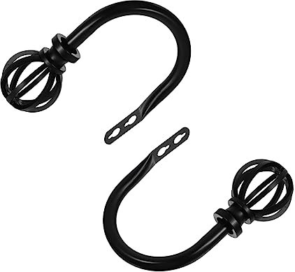 ULTECHNOVO 2 Stück Gardinenhaken Raffhalter für Vorhänge Gardinenhalter Inhaber modern Gardinenclips Wand Vorhang Haken Gardinen Raffhalter gardinenstange Halter Eisen Black