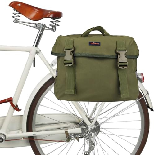 Tourbon - Borsa doppia per bicicletta in nylon con striscia riflettente, per il vano bagagli sul sedile posteriore, ciclismo, viaggi