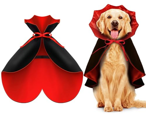 HSSPYY Costume da carnevale per cani, dimensioni – Mantello da vampiro con colletto alto e doppia chiusura – Robusto, comodo e ideale per carnevale, traslochi e foto – L (60 cm)