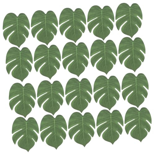 HAMPPLIES 60 pezzi Foglie Monstera Verdi per Decorazioni Festa Hawaiana Accessori Tropicali Riutilizzabili per Tavola e Effetto e Resistente