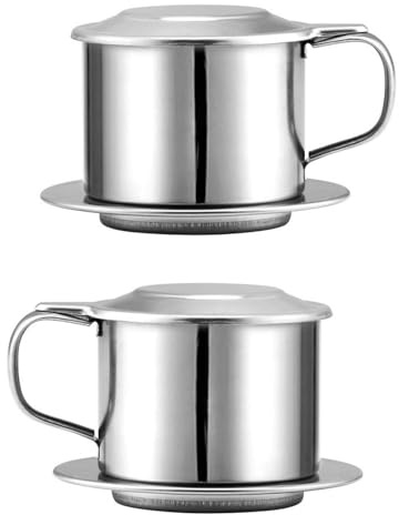 WADY Vietnamesischer Kaffee Dripper, 2 Set Edelstahl Vietnamesischer Kaffee -Tropf -Filter, Professionelles Waschableer wiederverwendbares Café -Accessoires, Kaffeemaschine, Büro, Zuhause, Reisen