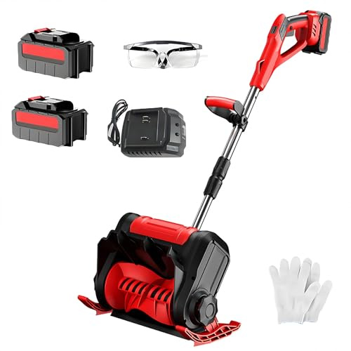 Pala da Neve Elettrica, Spazzaneve Elettrico Portatile con 2 Batterie Rimovibili Caricabatterie Rapido Inclusi, Asta Telescopica Maniglia Ausiliaria, Attrezzatura for Spazzaneve, for Vialetto