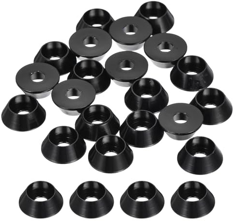 QUARKZMAN Arandelas Cónicas M4, 20 Pcs Arandelas De Aluminio Anodizado Tipo Copa, Arandela De Junta Para Accesorios Mecánicos, Negro
