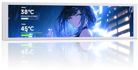 TZMRIT 9,16 tum universell LCD-skärm för PC, anpassningsbar ARGB ram, temperaturdisplaypanel, miniskärm, med förinställnings- och gör-det-själv-teman för gaming PC-fodral/CPU-kylare (WH)