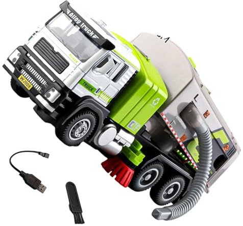 Uqezagpa Educational Alloy Sweeper Truck Toy Promotes Coordination Early Learning Hands on Skills for Kids Indoor Outdoor Learning Toy
